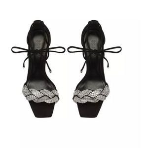 Schutz Alissa Embellished Nubuck Sandals heels NEVER WORN